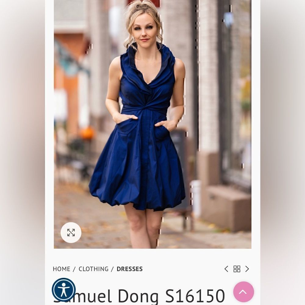 NWT Samuel Dong Royal Blue Taffeta Stretch 2 Piece Set Midnight  Blue Large - Picture 13 of 13